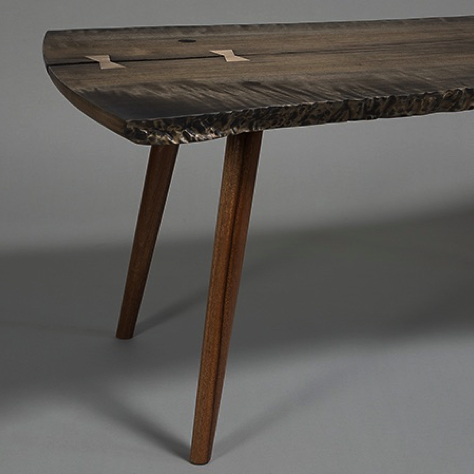 Live edged table: Bigleaf Maple, Sapele and Bronze.